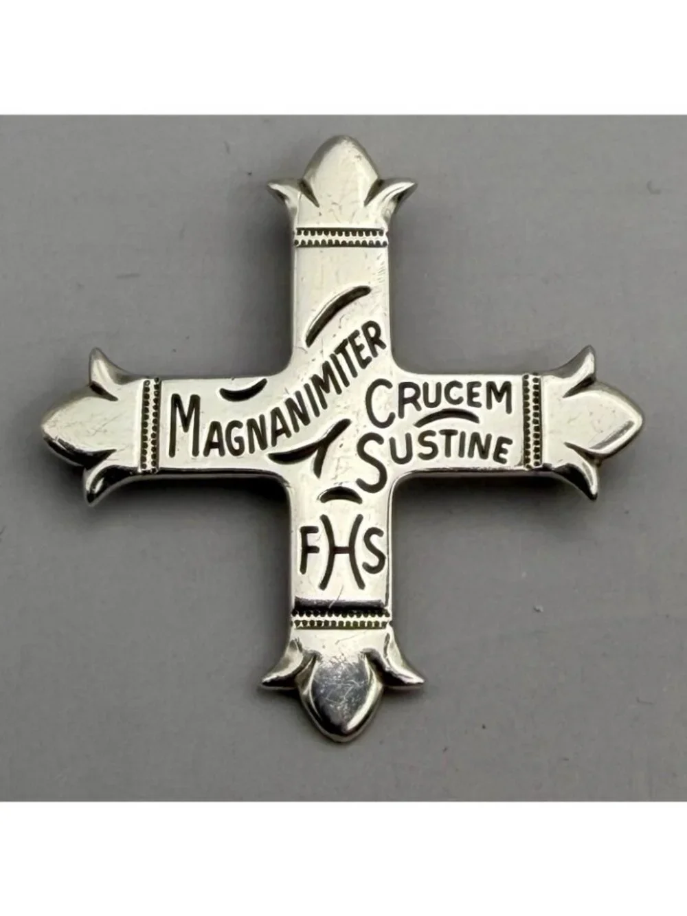 James Avery Cross Brooch Pendant Convertible Sterling Silver Latin Motto Etched